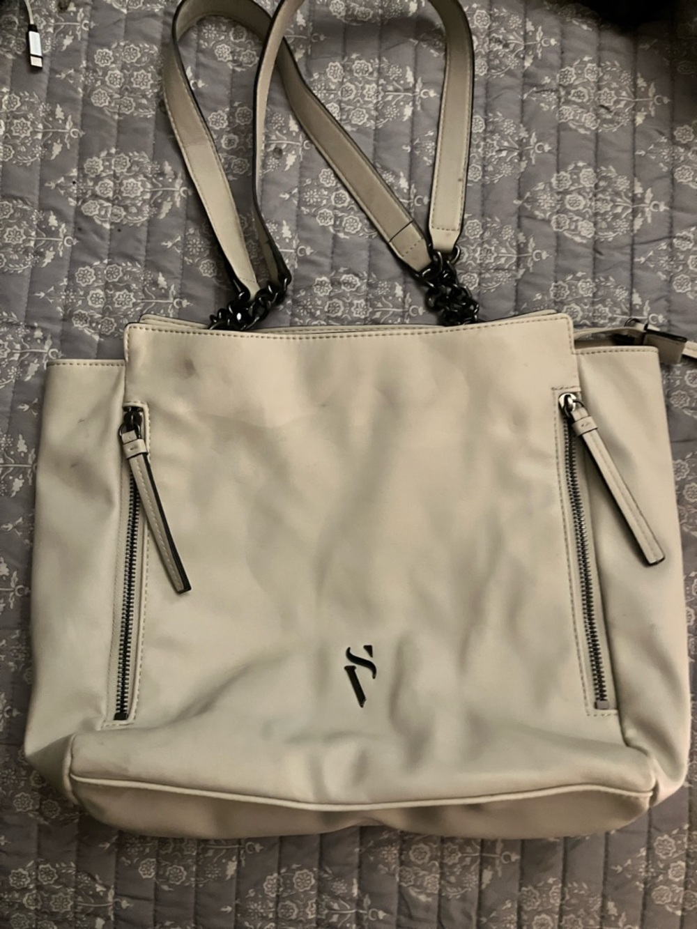 Simply Vera Vera Wang Cream Tote with Dual Zip Pockets
